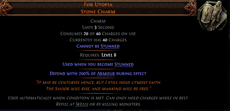 For Utopia Stone Charm poe 2